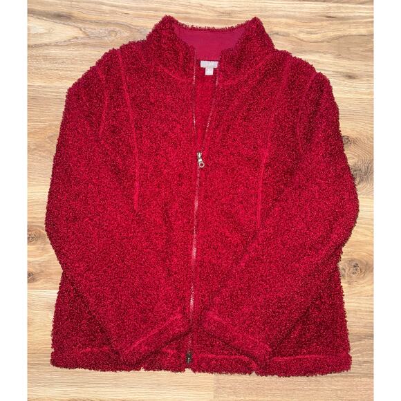 J. Jill Fuzzy Full-Zip with Pockets Cozy Teddy Bear jacket - Size XL - Picture 9 of 11